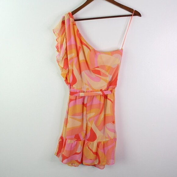 Aqua Printed One Shoulder Dress Orange Size XL‎ - Picture 6 of 6